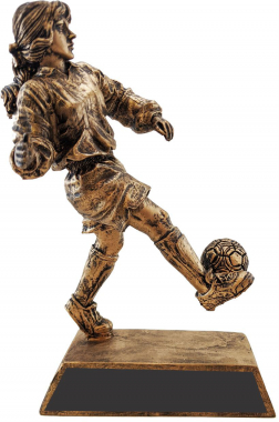 Soccer Female Ball on Foot Gold Resin