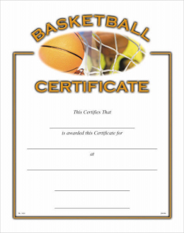 Basketball Certificate