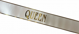 Queen White Sash